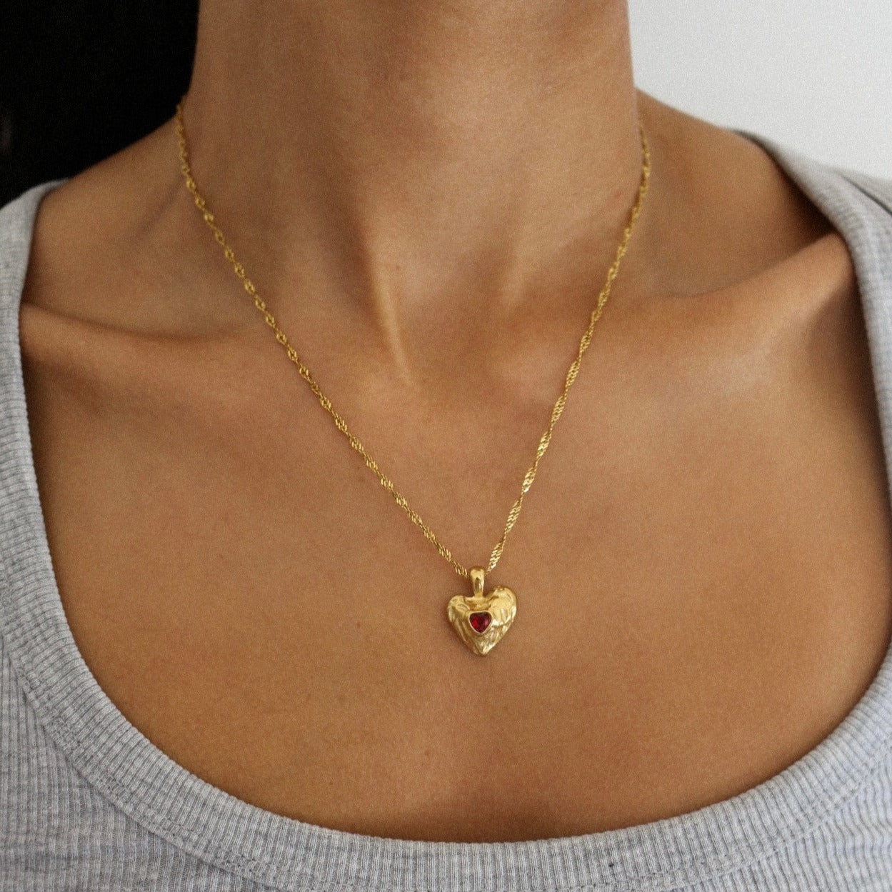 Radiant Gold Hammered Heart Necklace