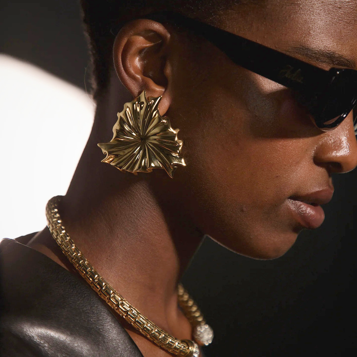 Rafaela Gold Floral Statement Earrings