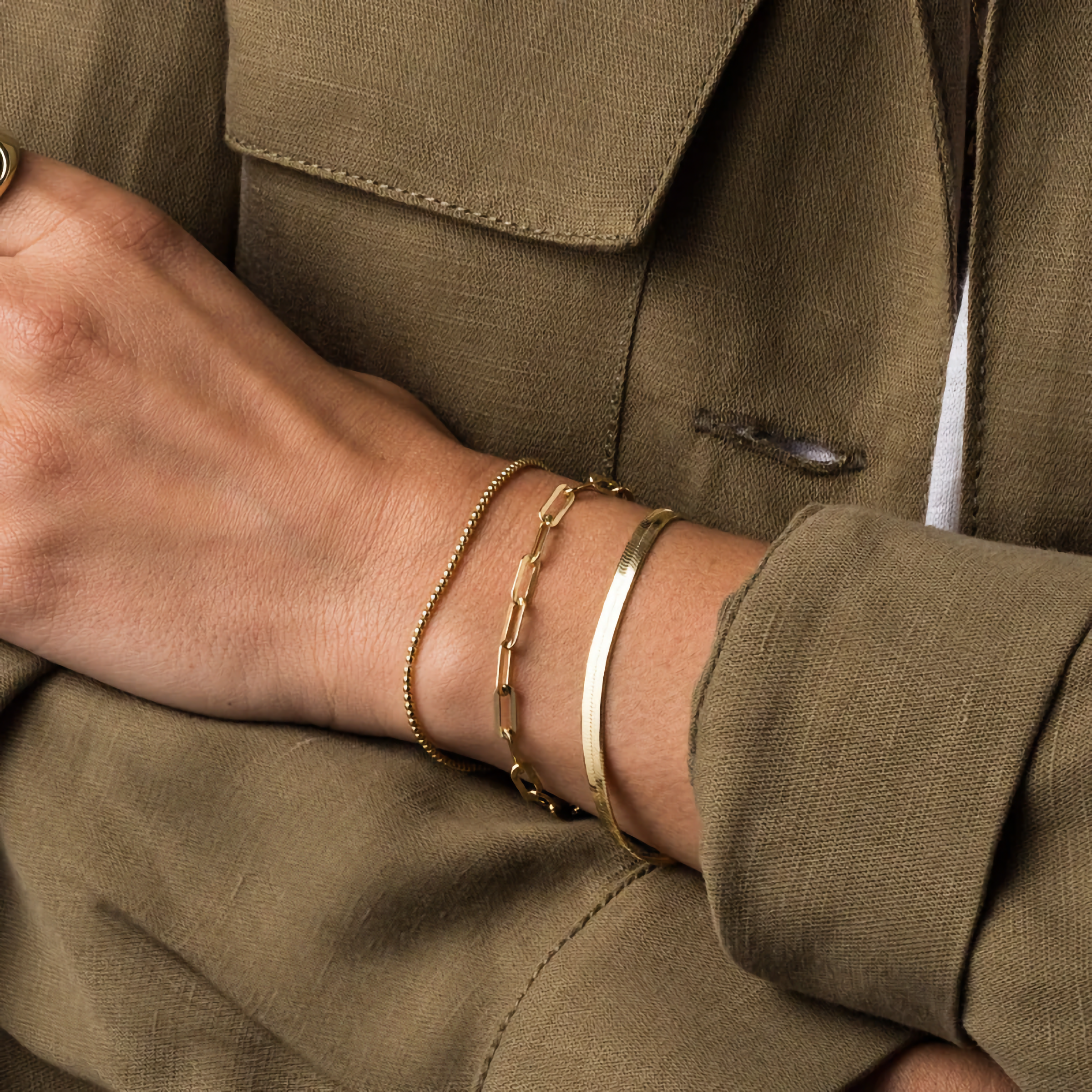 Elegance Herringbone Gold Bracelet