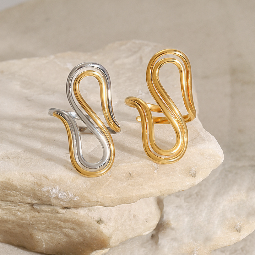 Abstract Gold Statement Ring
