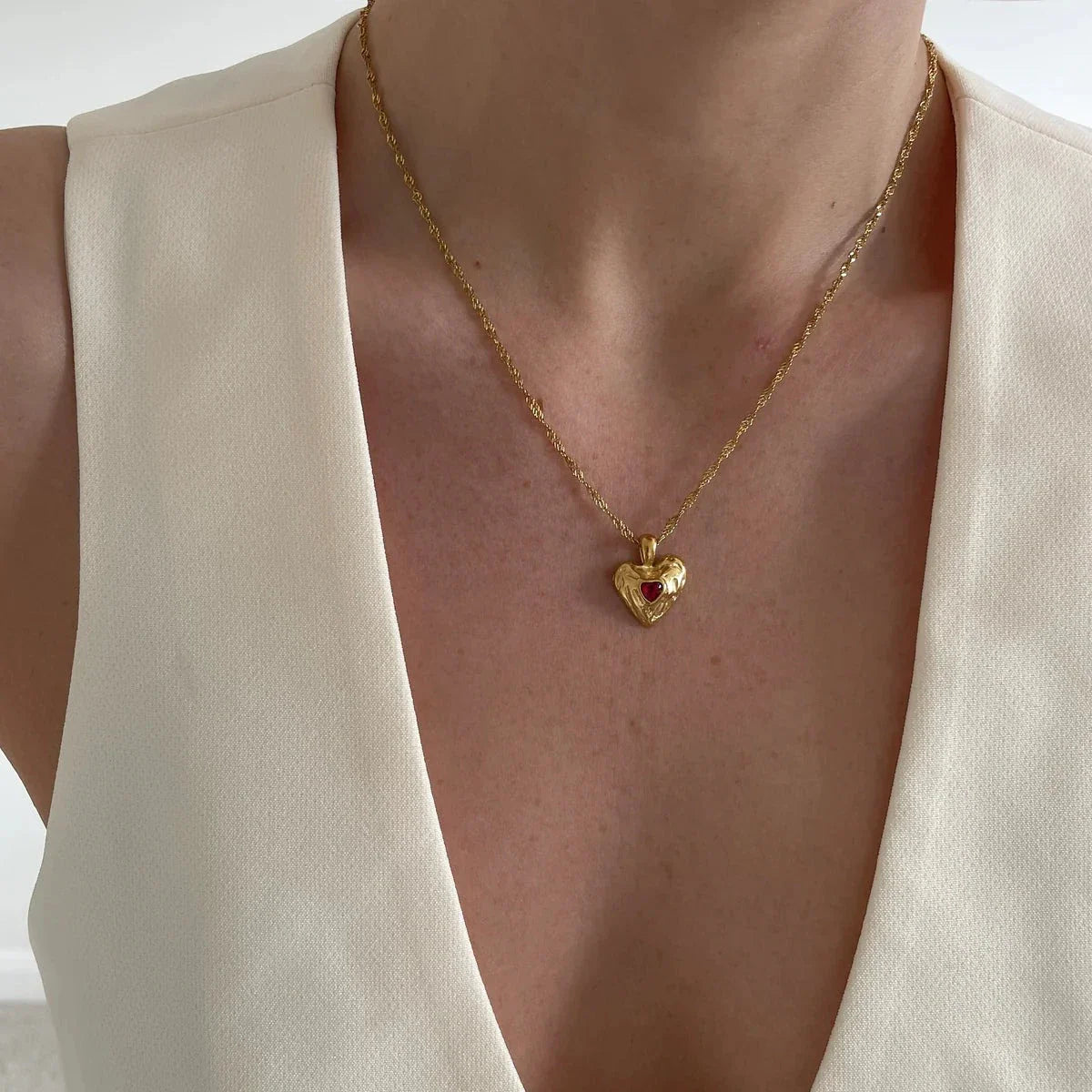 Radiant Gold Hammered Heart Necklace