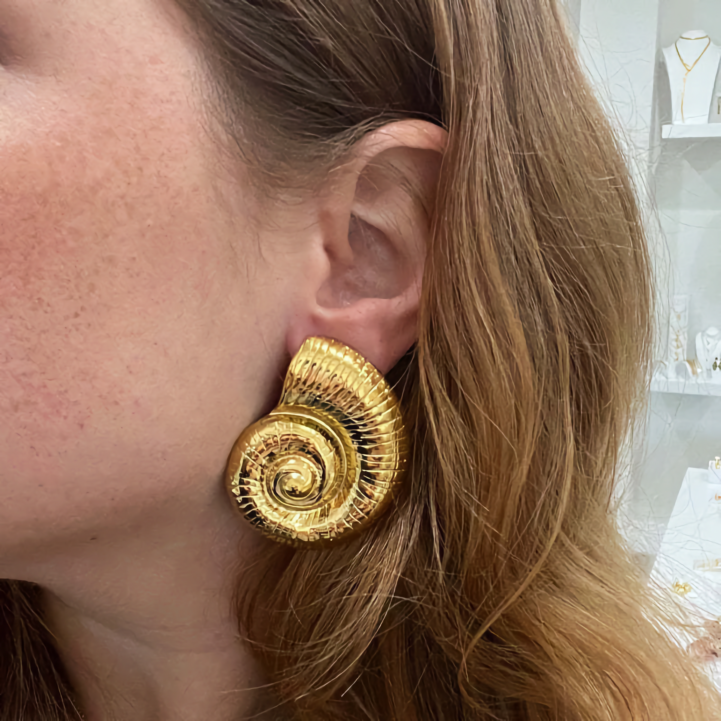 Oceanic Spiral Gold Earrings