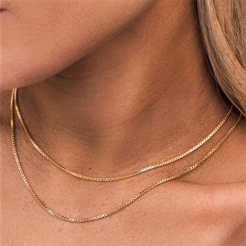 Elegant Gold Box Chain Necklace