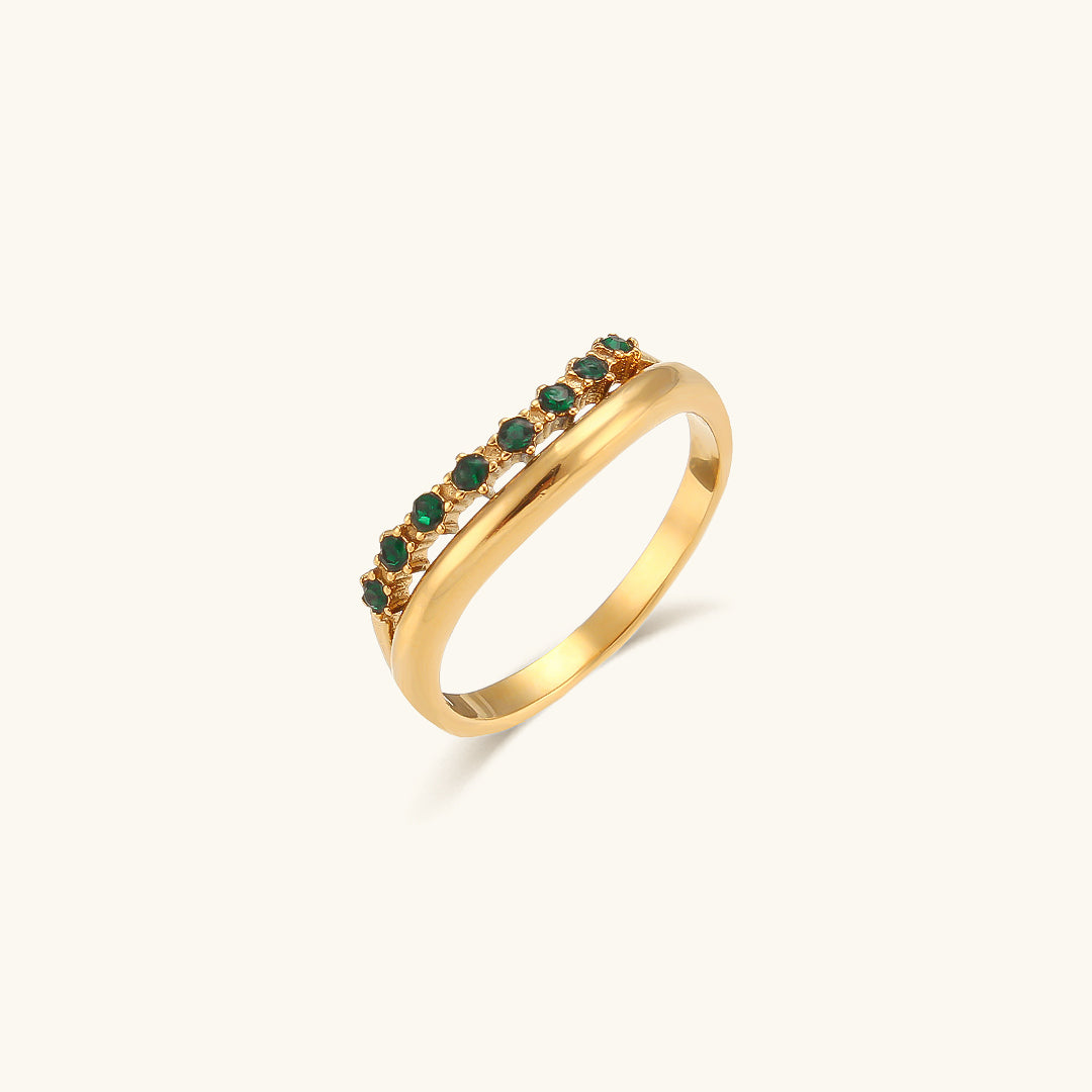 Adeline Emerald & Diamond Simulant Gold Ring