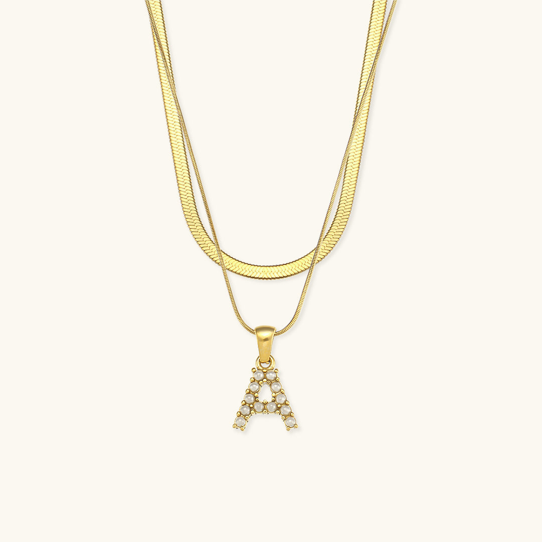 Personalized Pearl & Gold Initial Necklace