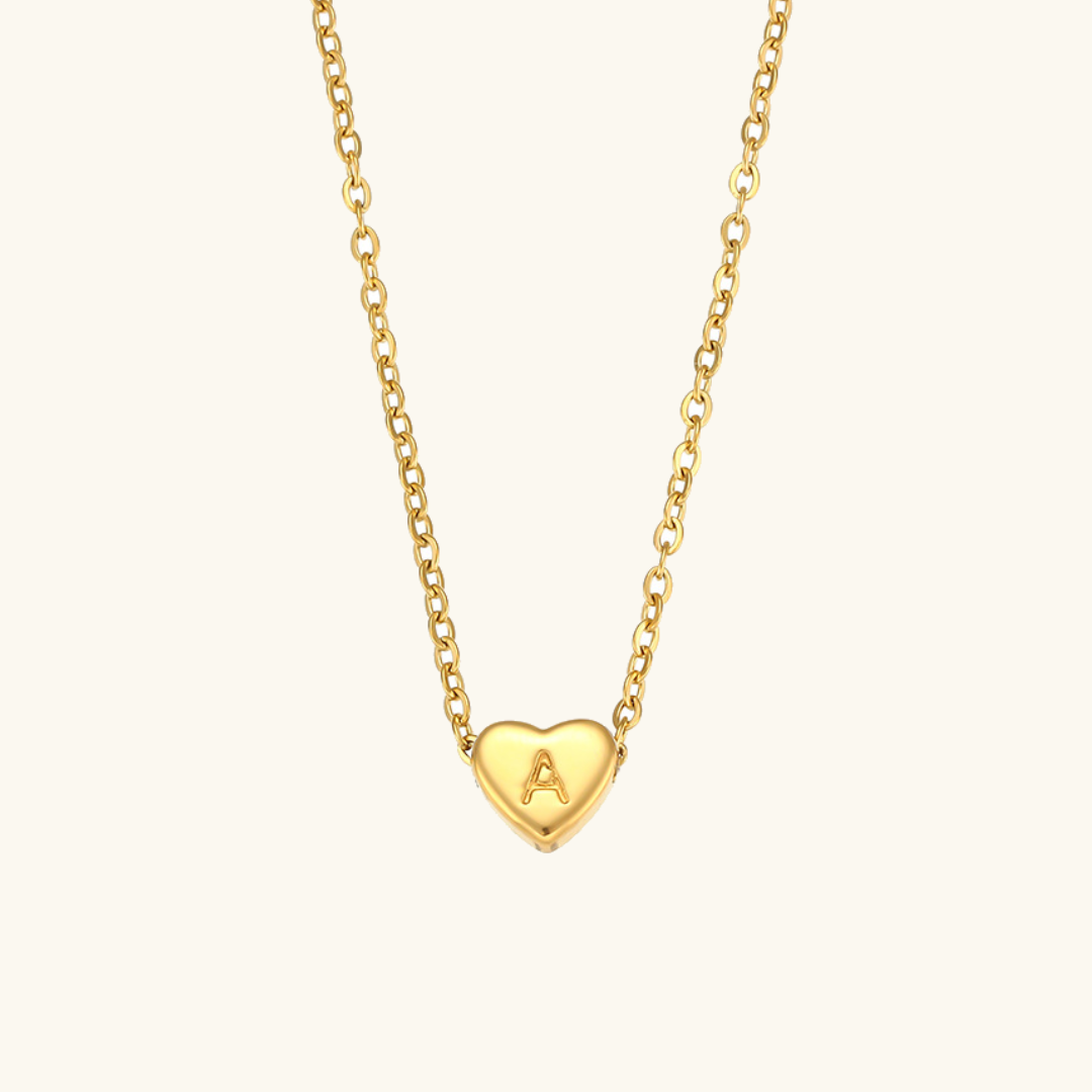 Personalized Gold Heart Initial Necklace