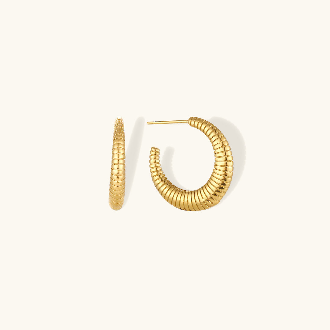 Serpentine Gold Hoop Earrings
