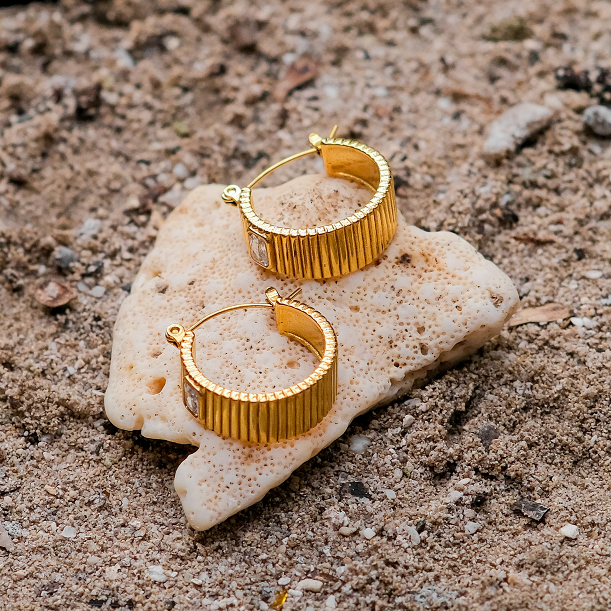 Carole Sparkling Gold Hoops