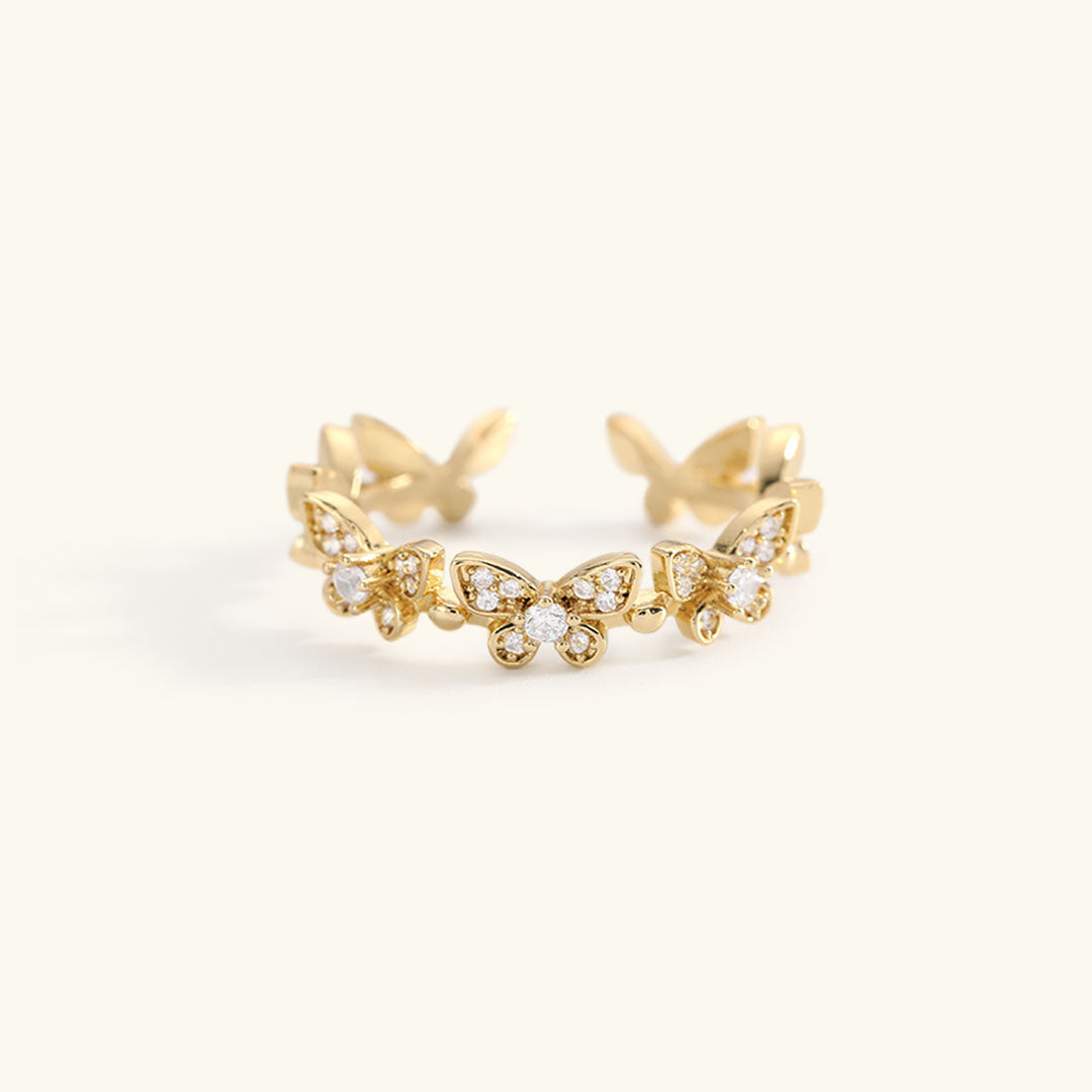 Glimmering Butterfly Gold Ring