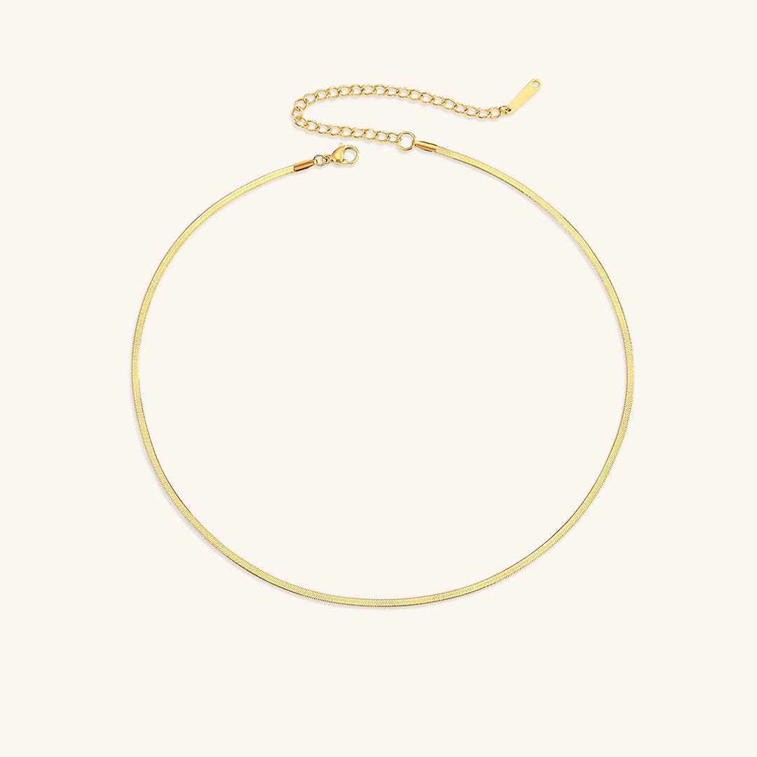 Elegant Herringbone Gold Necklace