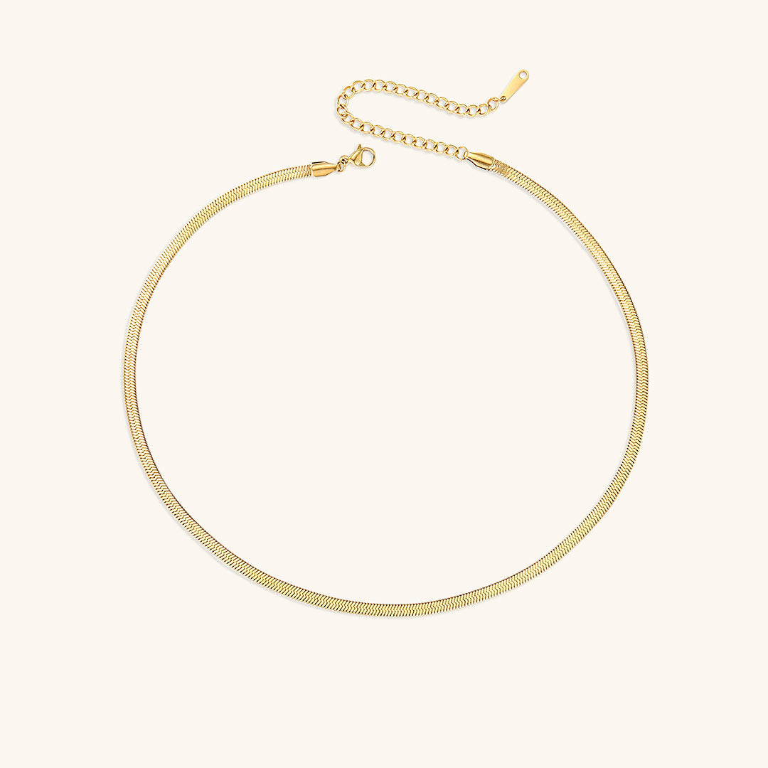 Elegant Herringbone Gold Necklace