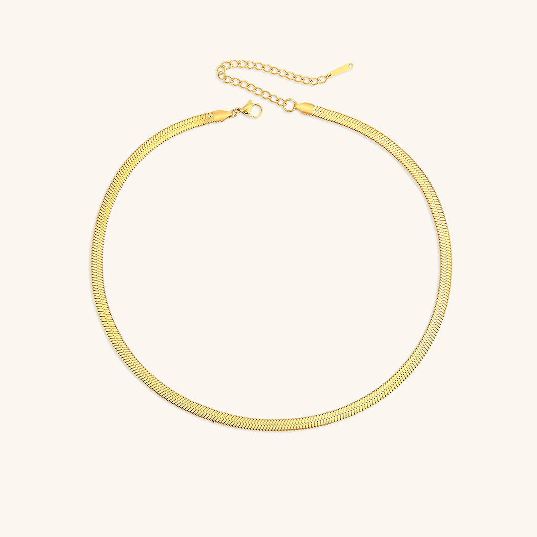 Elegant Herringbone Gold Necklace