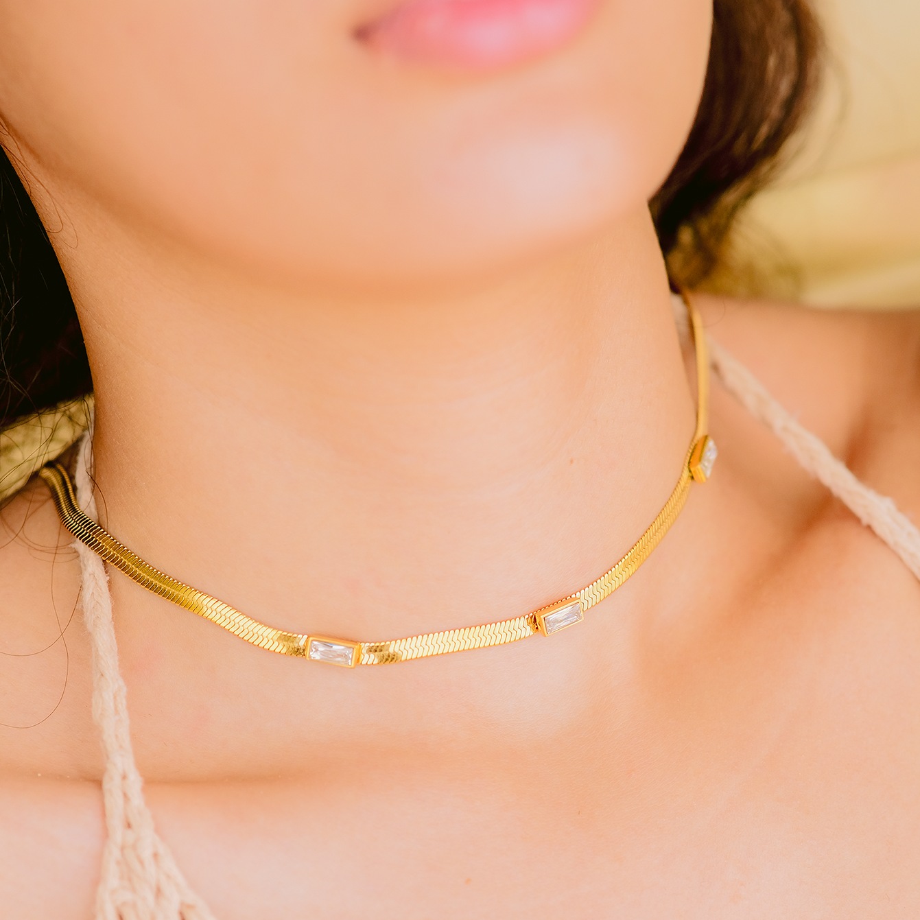 Sparkling Herringbone Gold Chain