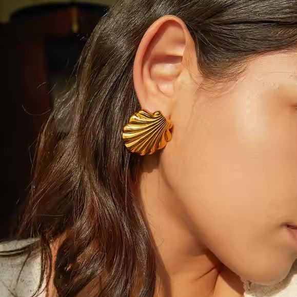 Coastal Gold Seashell Dangles