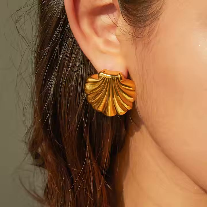 Coastal Gold Seashell Dangles