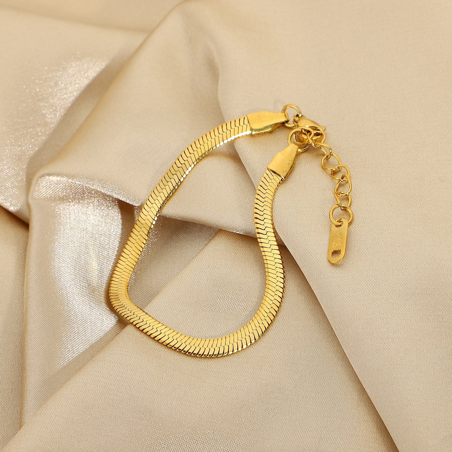 Elegance Herringbone Gold Bracelet