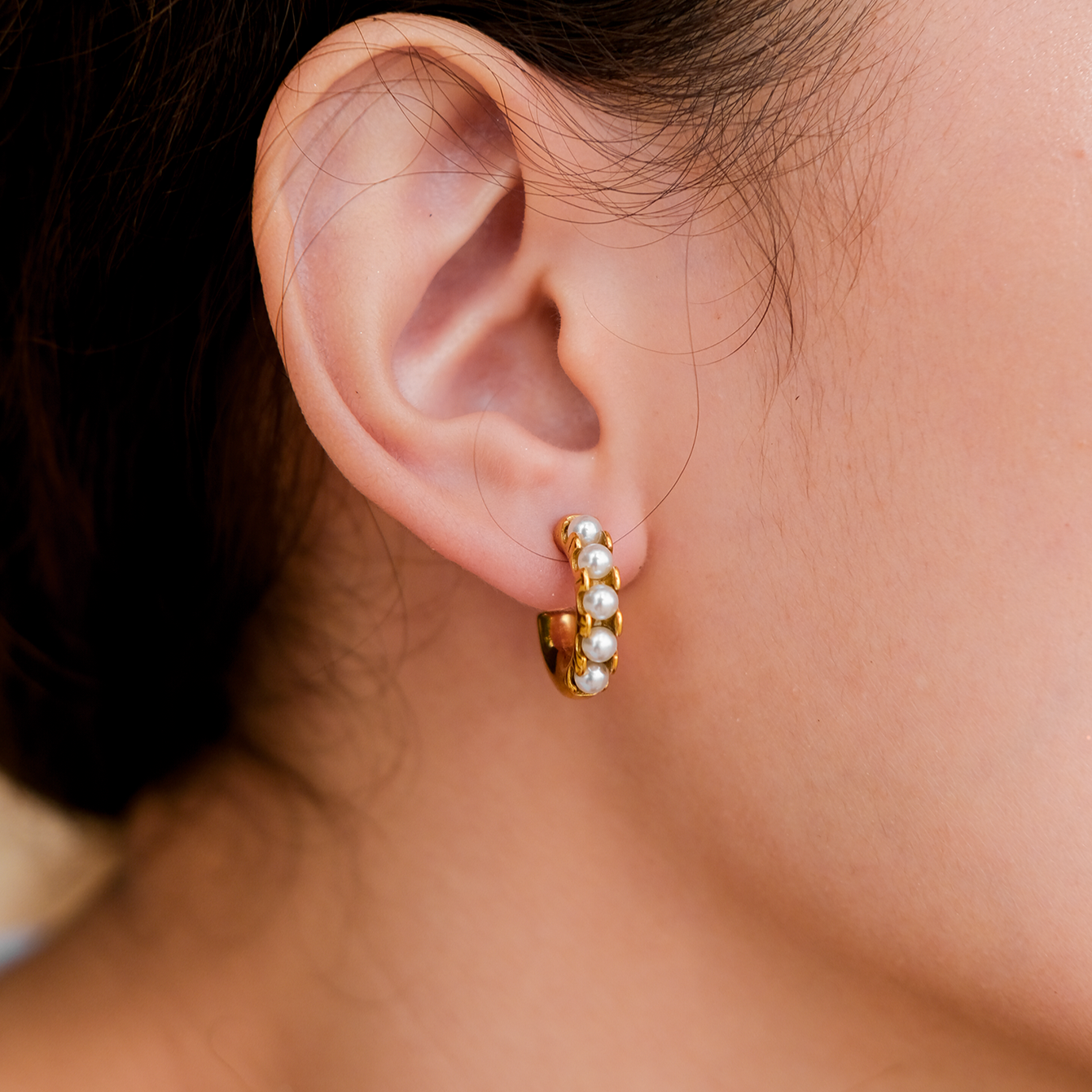 Luxe Pearl Huggie Earrings