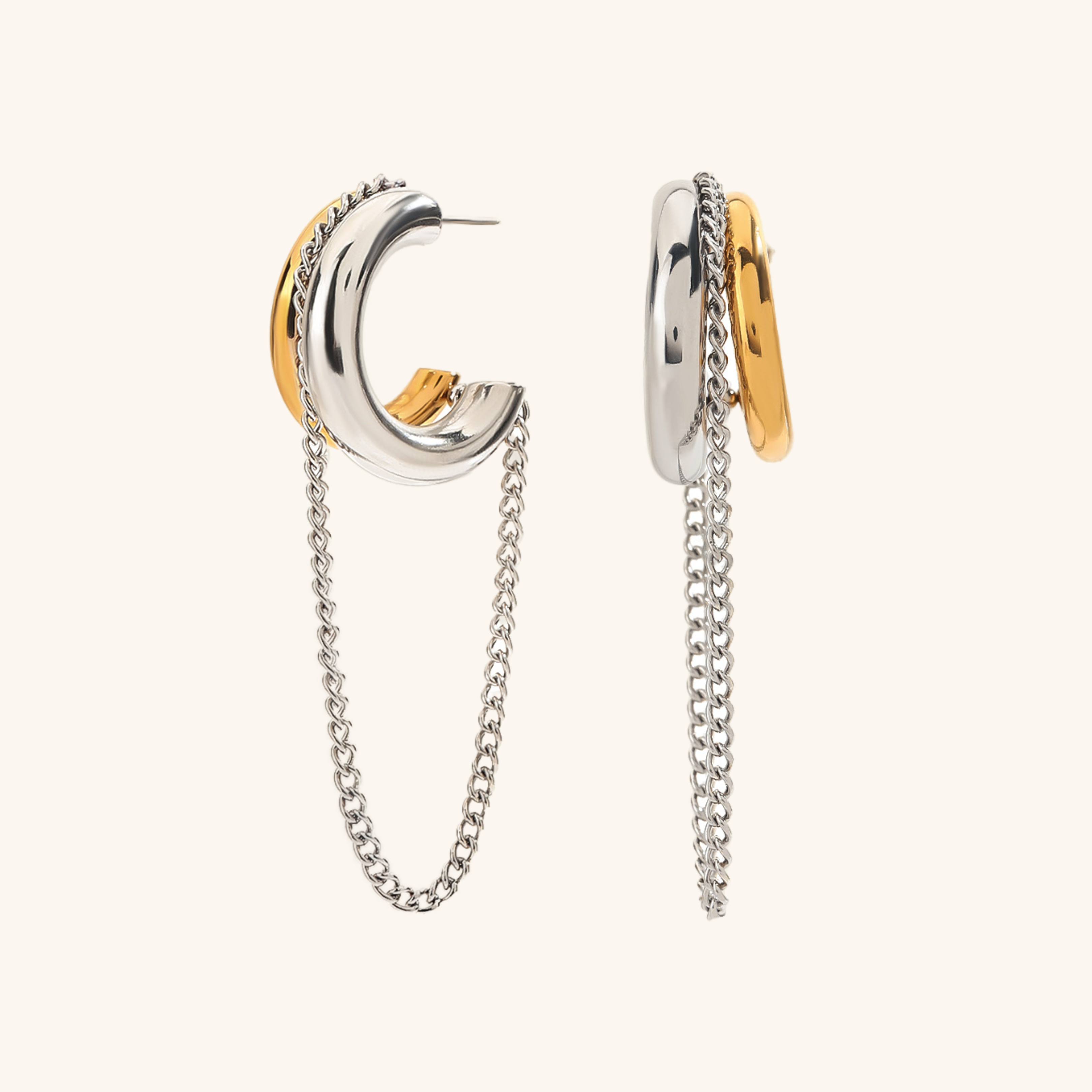 Sculptural Chain Hoop Earrings