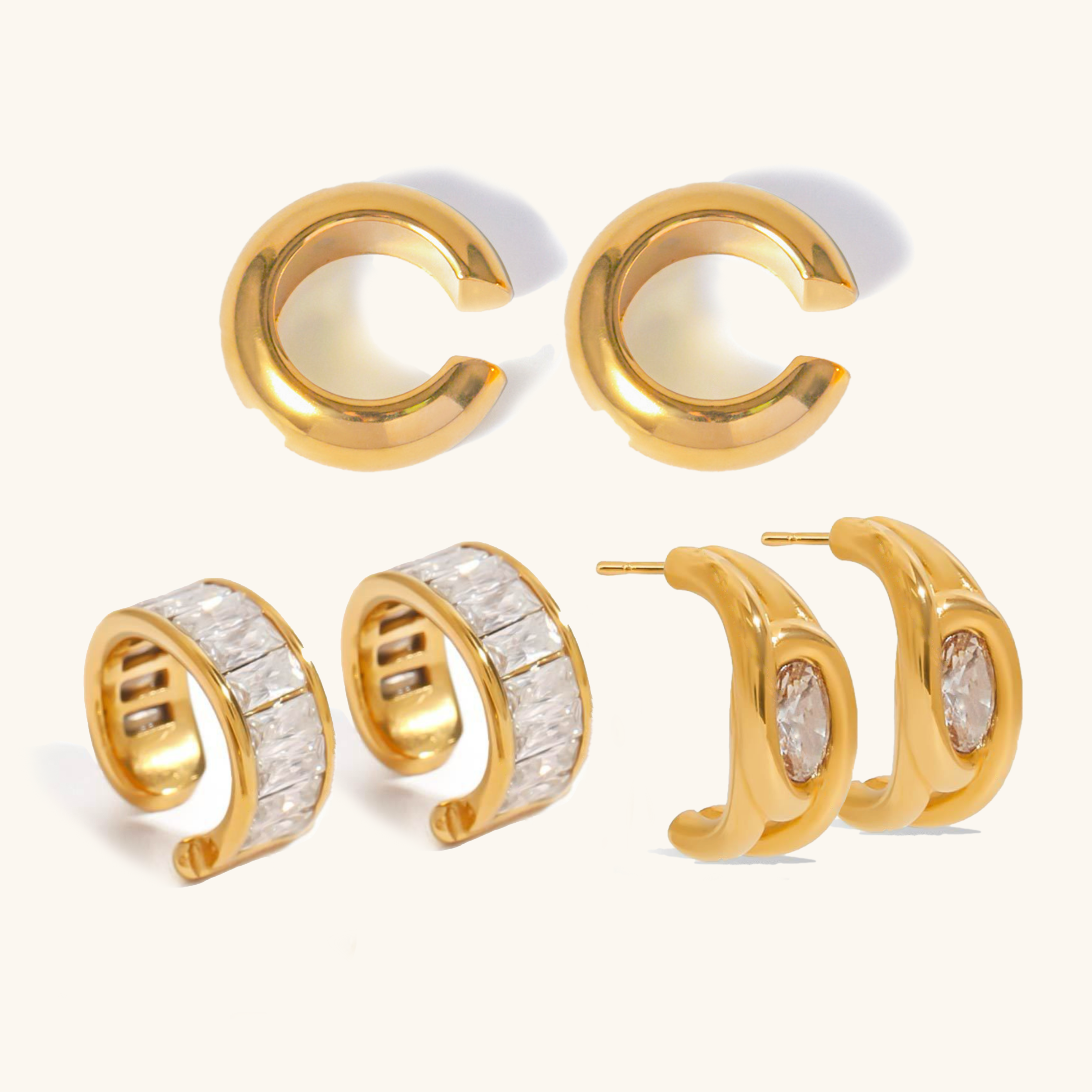 Essential Gold Earring Trio Bundle