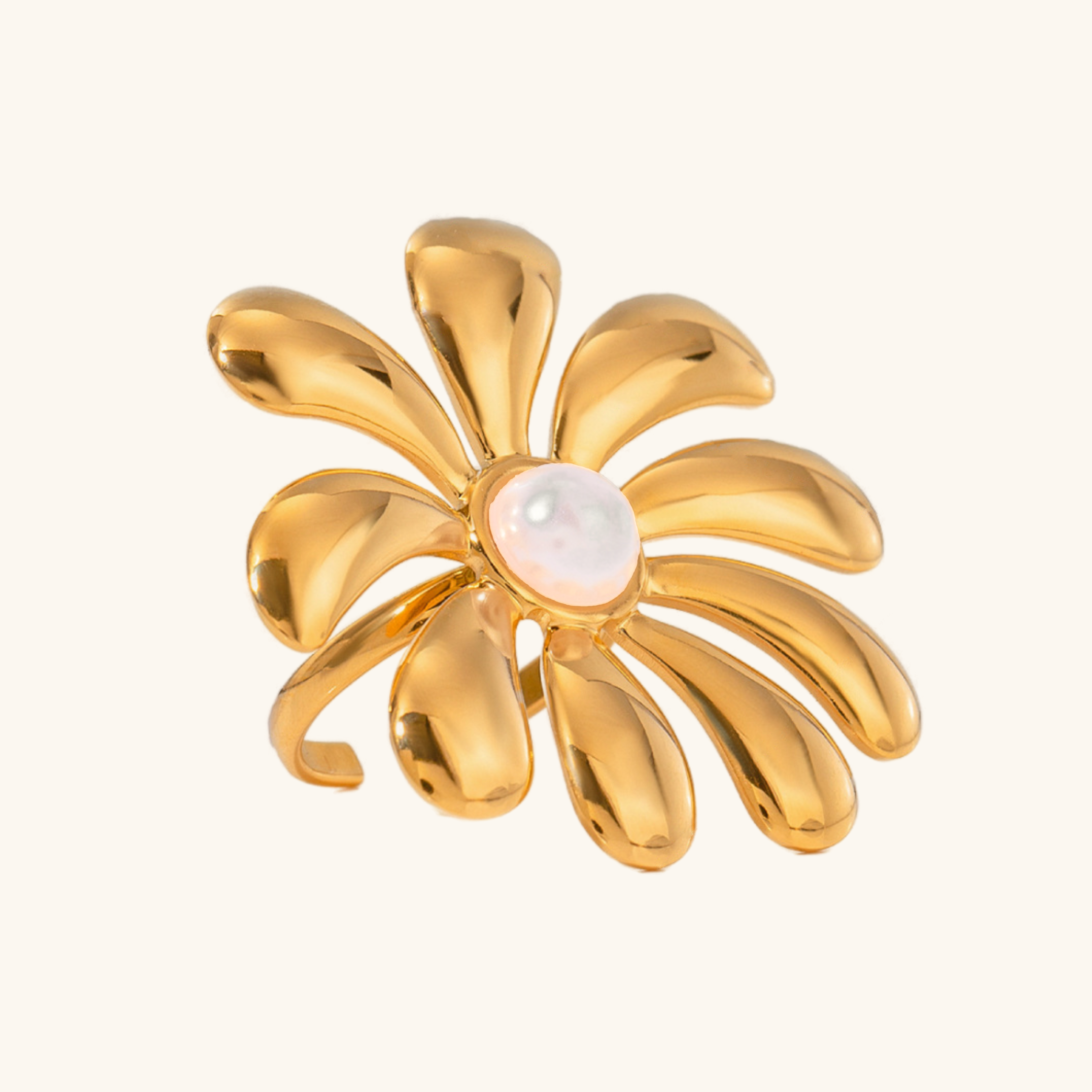 Floral Pearl Gold Ring
