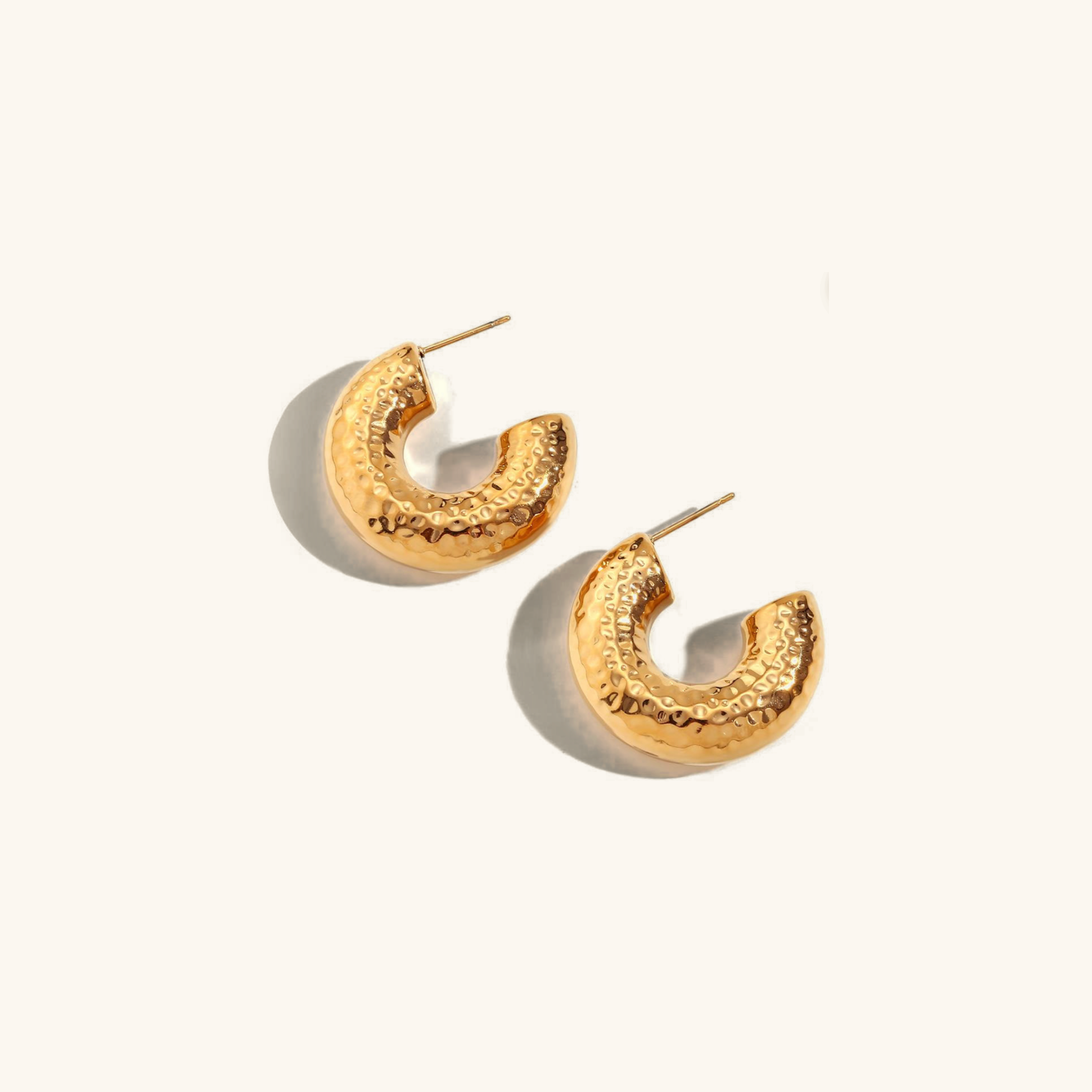 Bethany Hammered Gold Hoops