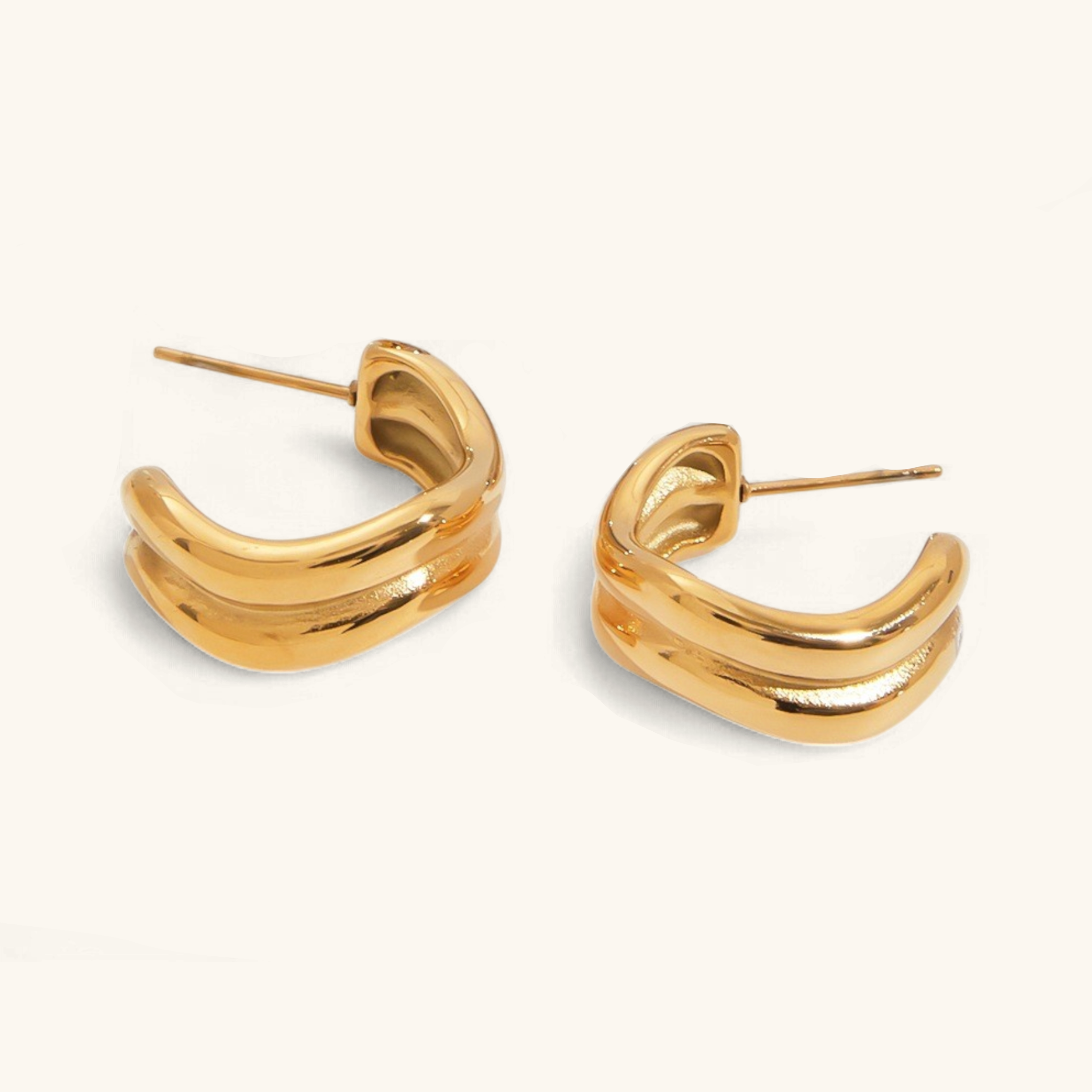 Sculptural Double Curve Hoops