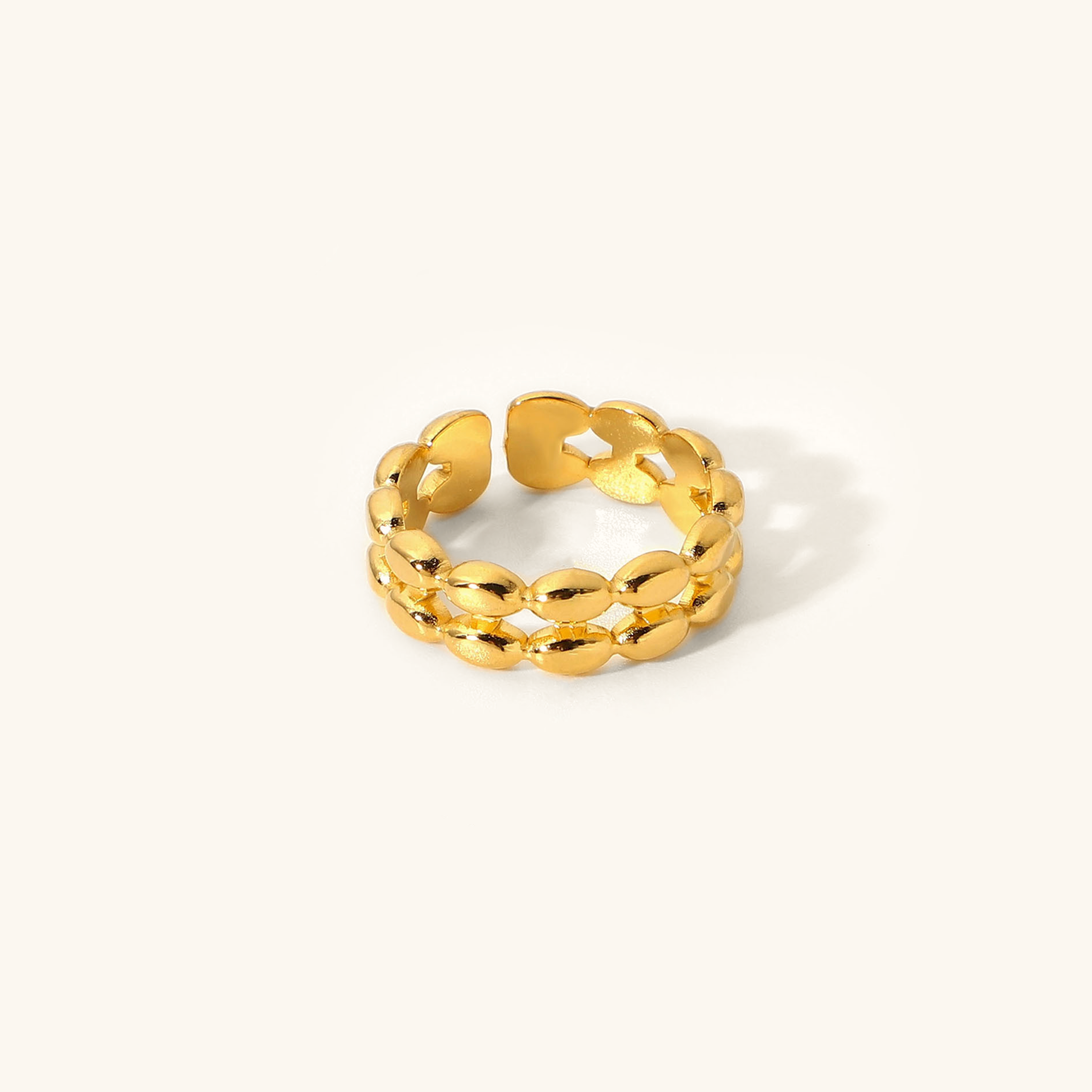 Gleaming Beaded Gold Ring