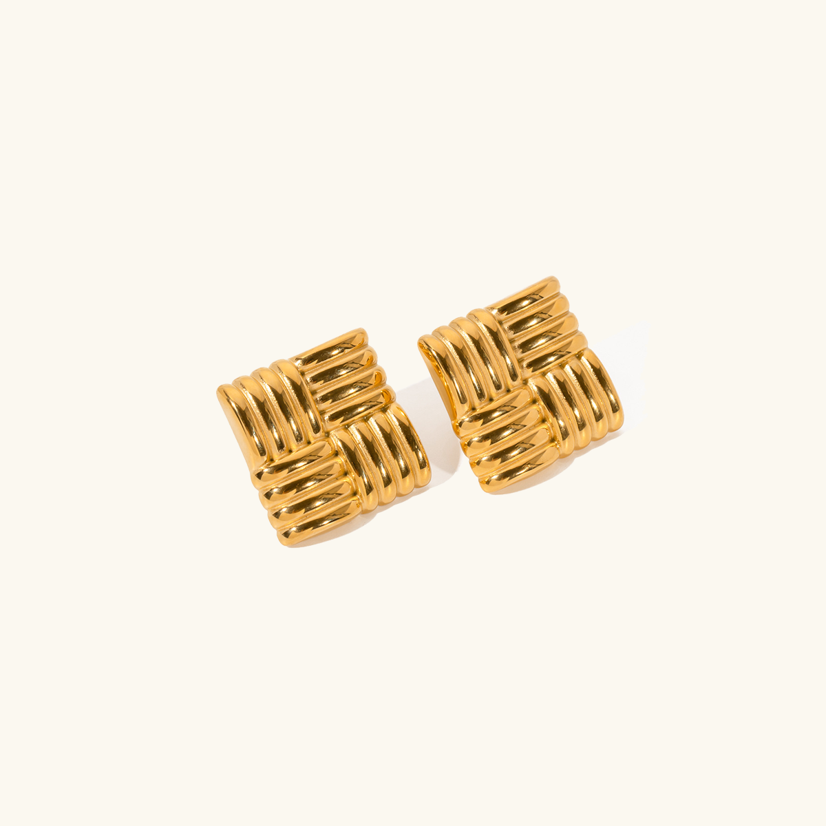 Geometric Gold Square Earrings
