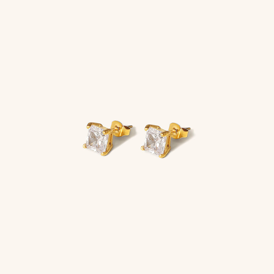 Minimalist Gold Solitaire Earrings