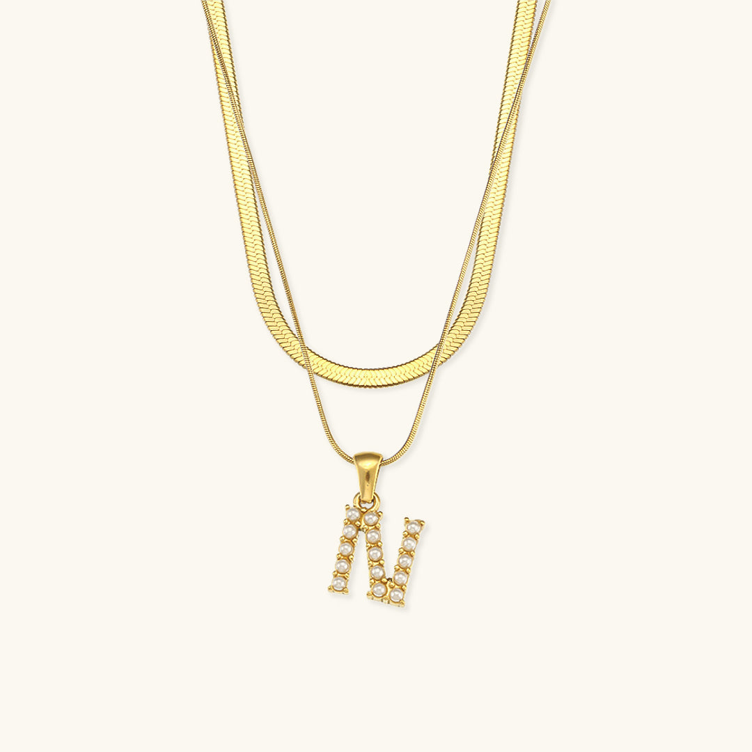 Personalized Pearl & Gold Initial Necklace