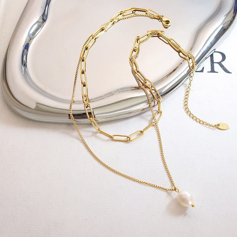 Luxe Pearl Chain Necklace