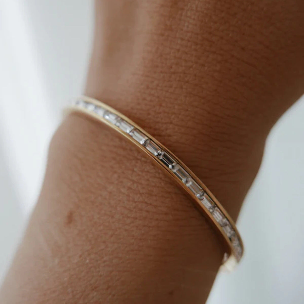 Radiant Gold Diamond Bangle