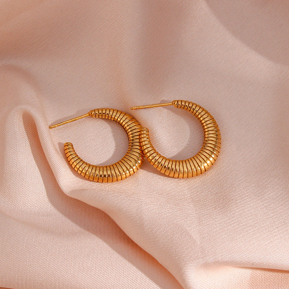 Serpentine Gold Hoop Earrings