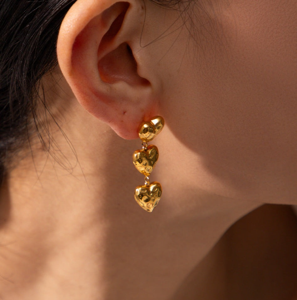 Linked Hearts 18k Gold Dangle Earrings