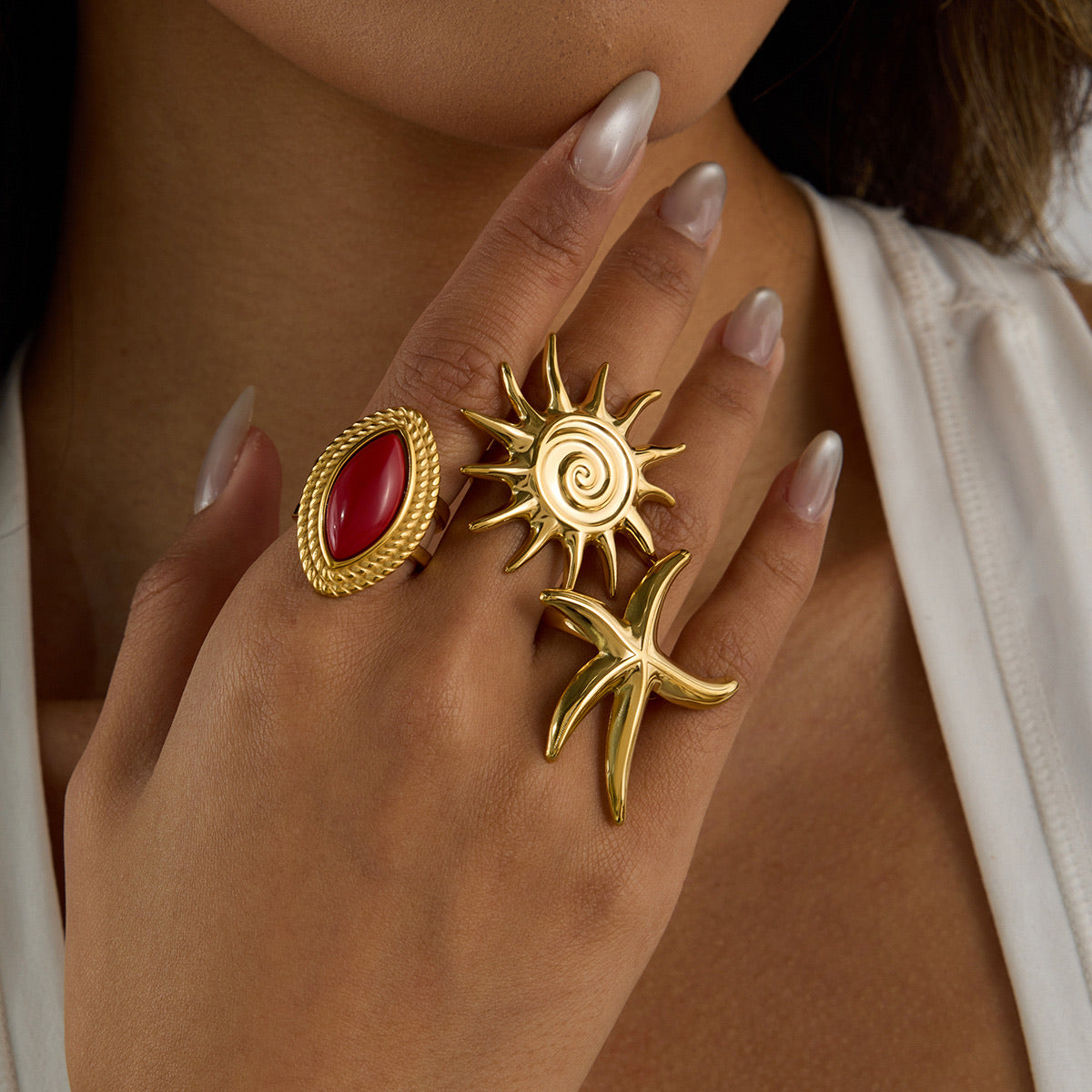 Golden Nautilus Wave Ring