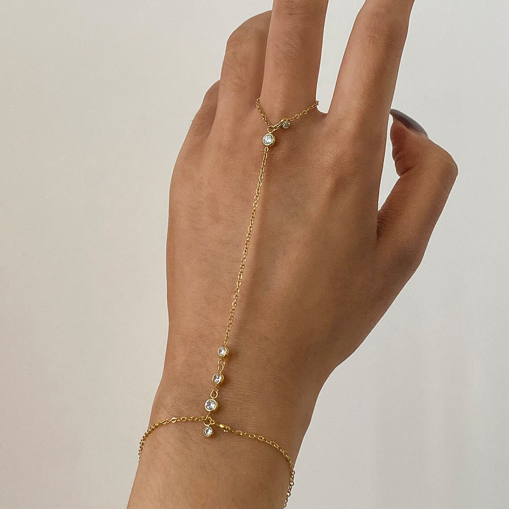 Elina Gold Diamond Hand Chain