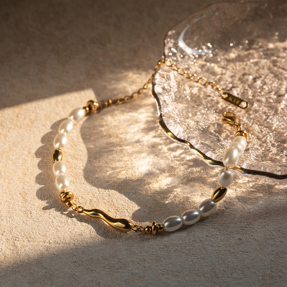 Luxe Freshwater Pearl Chain Bracelet