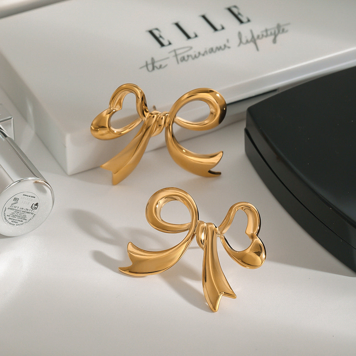 Chic Gold Bowtie Earrings
