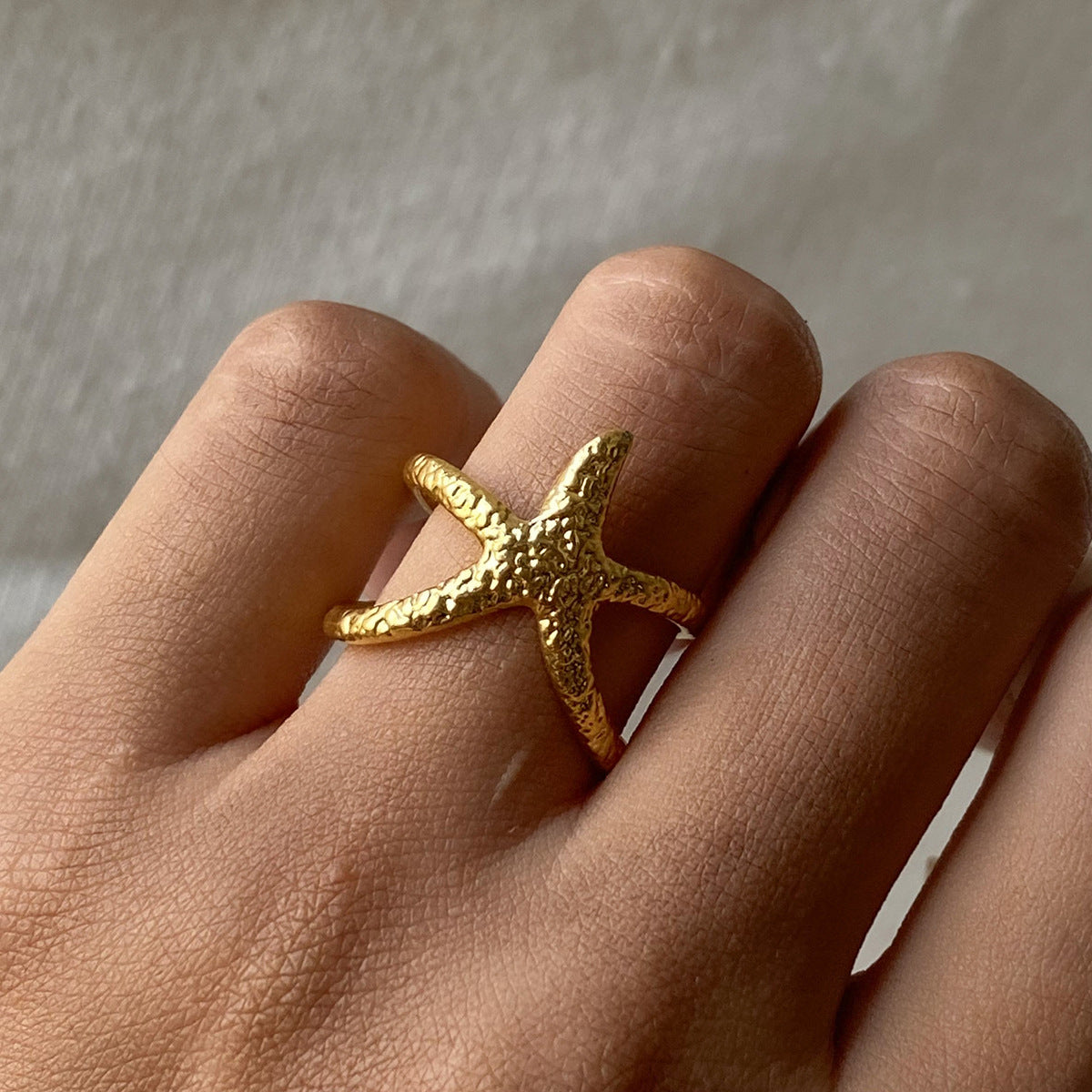 Oceanic Starfish Gold Ring