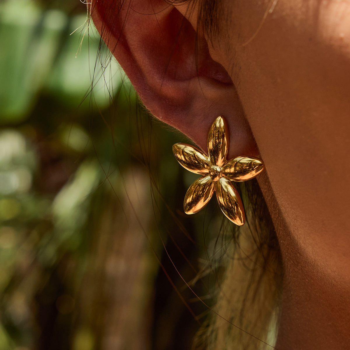 Sculptural Petal Gold Earrings