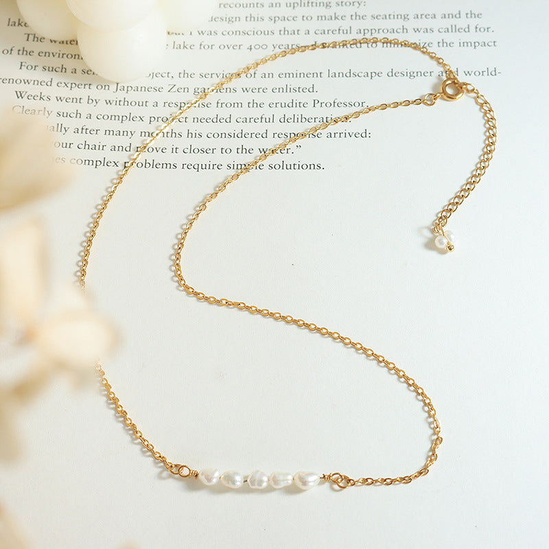Elegant Pearl & Gold Chain Necklace