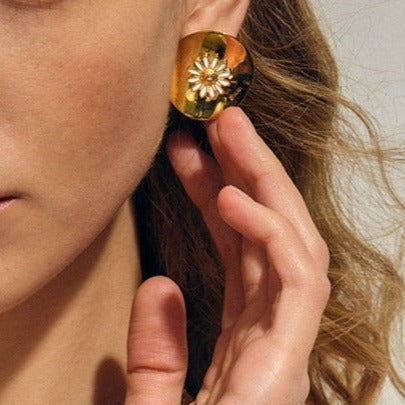 Elegant Floral Gold Studs