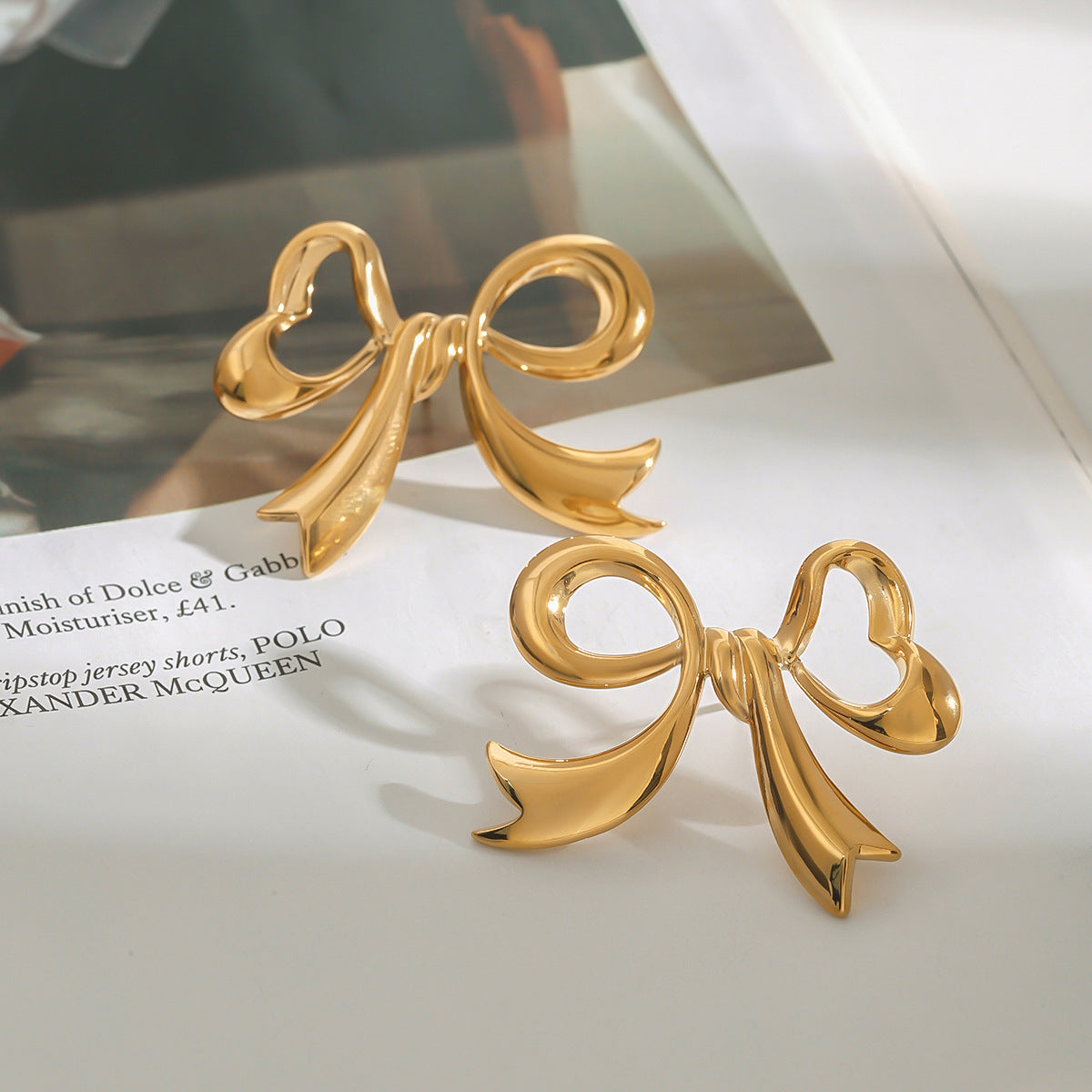 Chic Gold Bowtie Earrings