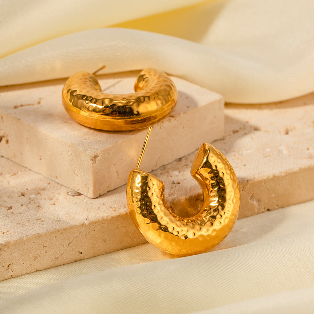 Bethany Hammered Gold Hoops