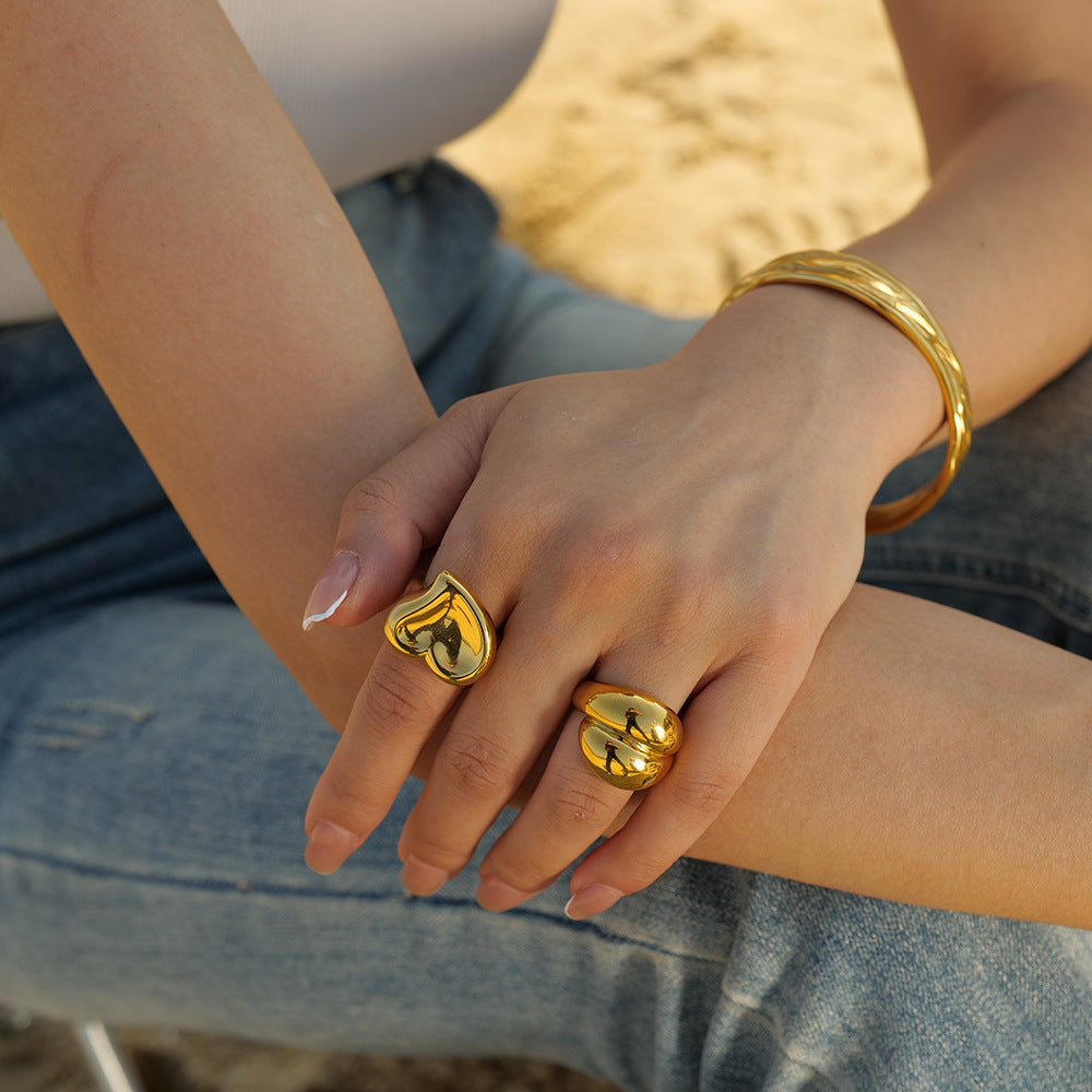 The Heart's Embrace Gold Ring