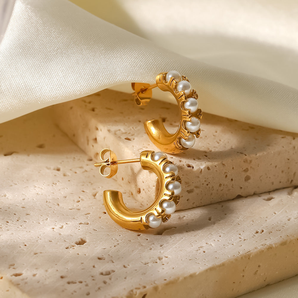 Luxe Pearl Huggie Earrings