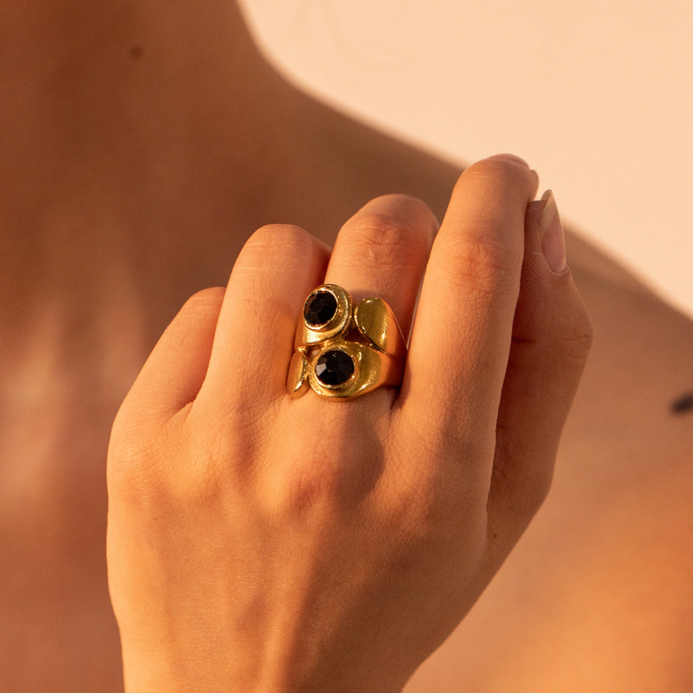 Geometric Onyx Statement Ring