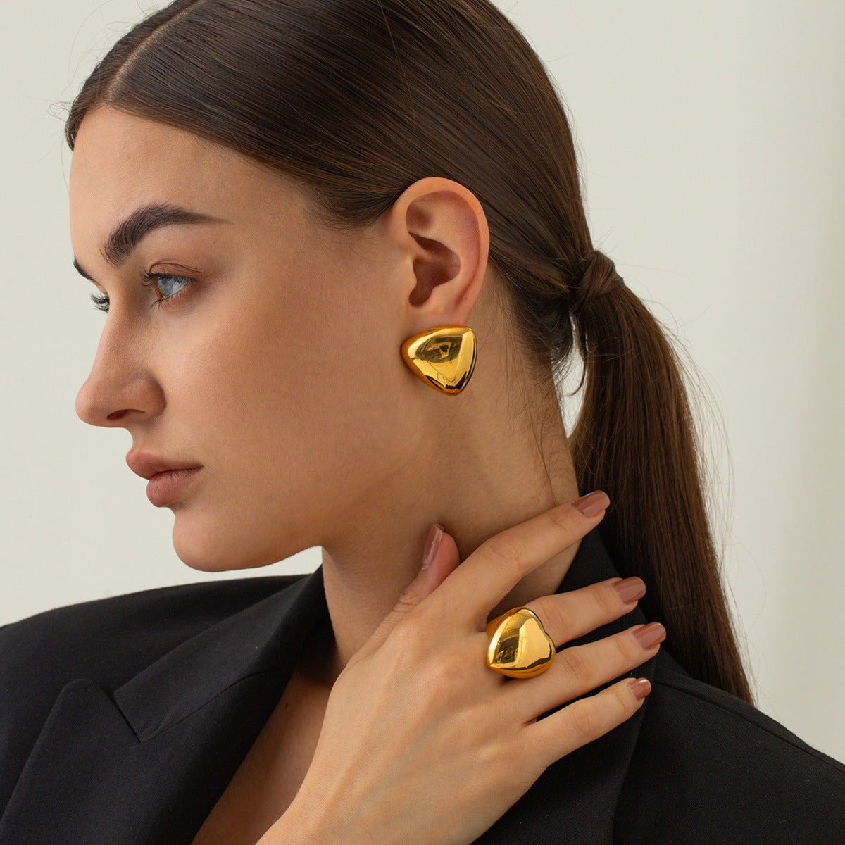 Geometric Gold Triangles Earrings