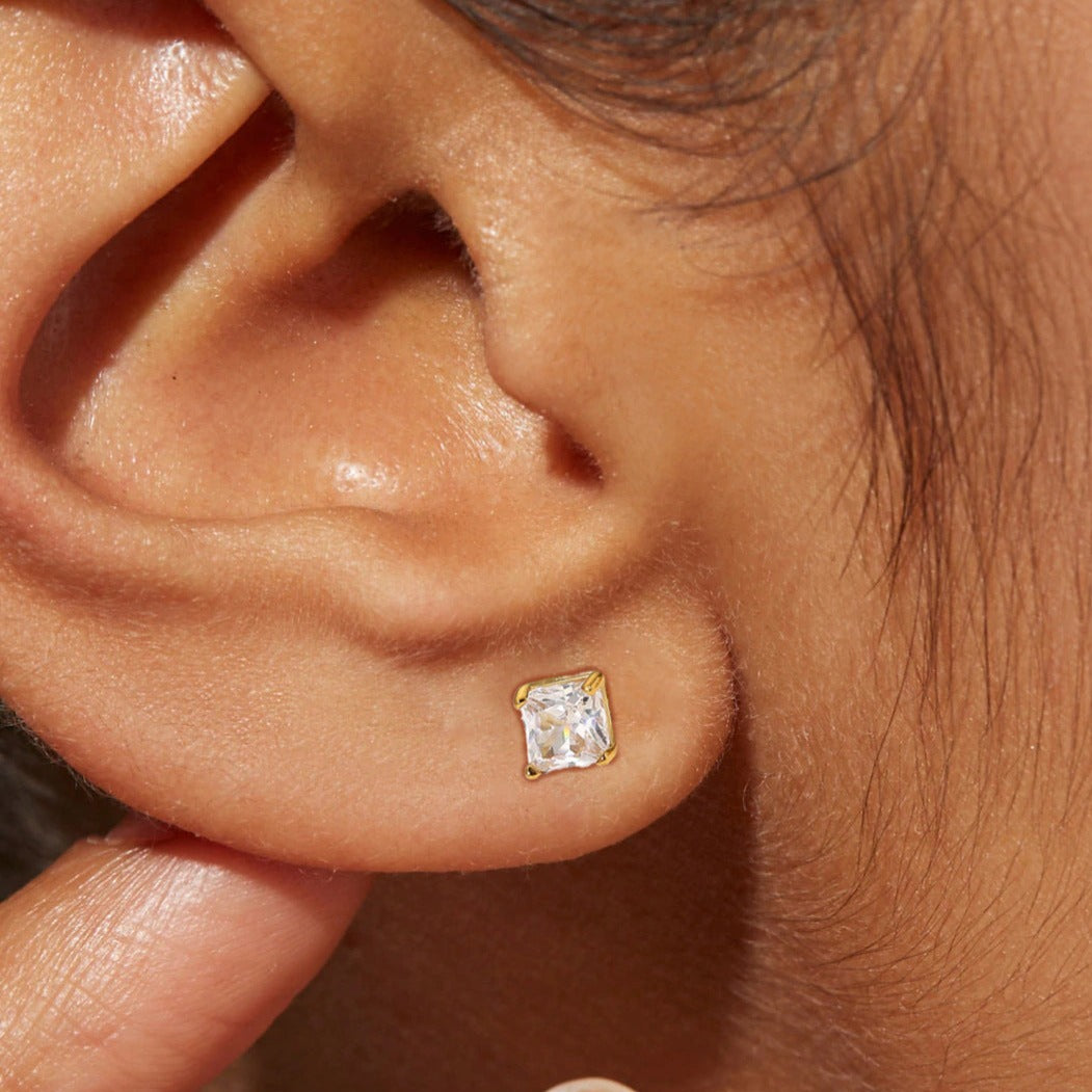 Minimalist Gold Solitaire Earrings