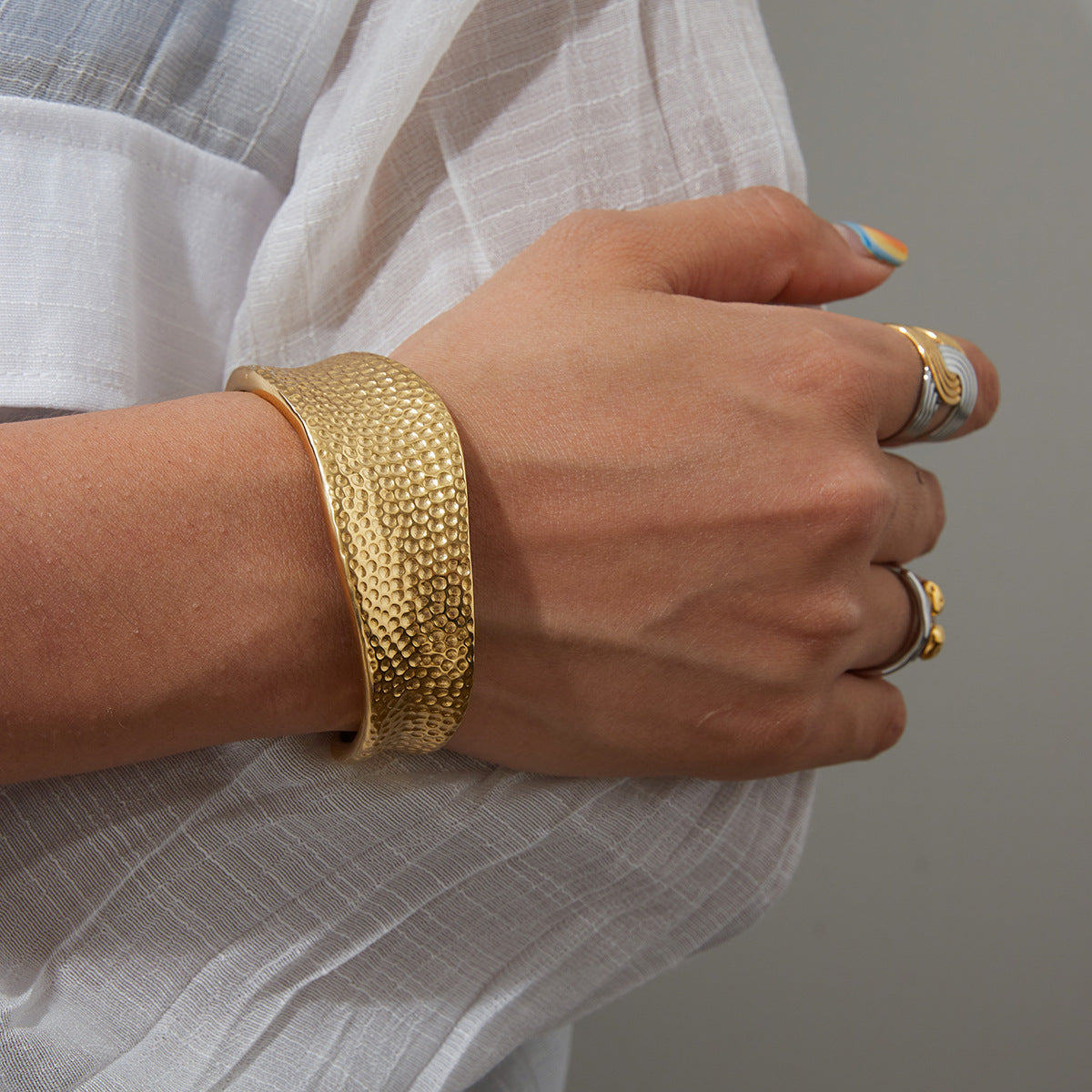 Radiant Hammered Gold Band